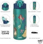 Zak Designs Disney Princess Water Bottle for Travel and At Home, 19 oz Vacuum Insulated Stainless Steel with Locking Spout Cover, Built-In Carrying Loop, Leak-Proof Design (Disney Princess) - Image 5