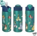 Zak Designs Disney Princess Water Bottle for Travel and At Home, 19 oz Vacuum Insulated Stainless Steel with Locking Spout Cover, Built-In Carrying Loop, Leak-Proof Design (Disney Princess) - Image 6