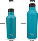Insulated Water Bottle with Straw,17 OZ Double Wall Vacuum Stainless Steel Water Flask with 2 Lids,Lake Blue - Image 6