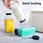 NAWORLI 6 Pack 12 oz Glass Juice Bottles, 350 ml Glass Square Water Bottles with Lids, Reusable Empty Drinking Jars with Labels and Brush for Juice, Smoothies, Kombucha - Image 5