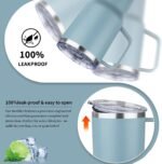 20oz Insulated Tumbler with Handle Stainless Steel Travel Coffee Mug with Lid and Straw Double Wall Vacuum Leak-proof Reusable Thermal Water Cup for Hot and Cold Drinks (Glacier blue,1 Pack) - Image 6