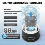 Hydrogen Water Bottle Generator, Portable 1500 PPB Hydrogen Water Machine with SPE PEM Technology 14.2 OZ Glass Hydrogen Bottle for Healthy - Black - Image 3