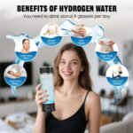Hydrogen Water Bottle Generator, Portable 1500 PPB Hydrogen Water Machine with SPE PEM Technology 14.2 OZ Glass Hydrogen Bottle for Healthy - Black - Image 5