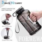 FORWEWAY Half Gallon Water Bottle with Straw Leakproof Large Sports Water Bottle with Handle 2L/74oz BPA Free Water Jug for Camping Hiking (2.2L, Black) - Image 4