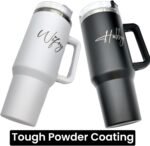 QualityVibe Wifey & Hubby Wedding Gift 40 oz Engraved Tumbler Set Of 2 For couples With Straw & Brush. Christmas or Engagement Gift Set For Bride & Groom. - Image 3