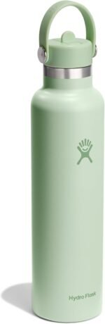 Hydro Flask Water Bottle - Insulated Stainless Steel - Straw Lid, Non Spill, Leakproof 24 Oz Aloe Green - Image 3