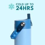 Elemental Insulated Kids Water Bottle, Stainless Steel Water Bottle with Straw Lid & Pop-It Handle, Leak-Proof Water Bottles for School, Boys or Girls, Travelling and Sports, 18oz - Ocean Tie Dye - Image 4