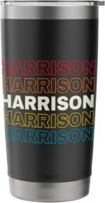 I Love Harrison Personalized Retro Sunset First Name Stainless Steel Insulated Tumbler - Image 4