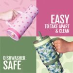 Ello Oasis 14oz Stainless Steel Toddler Tumbler with Handle & Retracting Straw, 100% Leakproof, Double-Wall Vacuum Insulated, Kids Water Bottle for School, BPA Free, Dishwasher Safe, Purple Swirl - Image 7