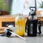 wangsdjy 35oz Glass Water Bottle with Straw & Handle, BPA-Free Leakproof Glass Water Bottles with Stainless Steel Tea Strainer & Protective Sleeve for Travel, Gym, Home, Office (1PCS) - Image 4