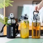 wangsdjy 35oz Glass Water Bottle with Straw & Handle, BPA-Free Leakproof Glass Water Bottles with Stainless Steel Tea Strainer & Protective Sleeve for Travel, Gym, Home, Office (1PCS) - Image 5