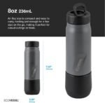 EcoVessel Stainless Steel Flask with Removable Shot Cup, Vacuum Insulated Bottle for Hot and Cold Drinks, Thermos with Folding Handle for Travel and Camping, 8oz (Gray) - Image 4