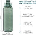 Teentumn Time Marker Water Bottle 30 oz with Push Button Motivational Measurement Marker, Reusable Tritan Plastic Water Jug for Workout Sport Travel Water Tracker (Pack of 1) - Image 3