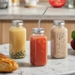 8 oz Glass Juice Bottles with Lids 3 Pack | Reusable & Leakproof Juicing Jars with Airtight & Sipping Lids, Straws & Brushes for Travel, Office, Home, Gym - Image 6