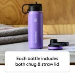 ThermoFlask 18 oz Double Wall Vacuum Insulated Stainless Steel Water Bottle - Reusable with Leakproof Chug & Straw Lids - Keeps Drinks Cold 24 hr/Hot 12 hr - Easy Maintenance - Gym/On-the-Go, White - Image 4
