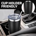 YEBTS Life 20 oz Tumbler with Lids and Straws, Stainless Steel Insulated Travel Coffee Mug, Double Wall Vacuum Insulated Tumblers, Powder Coated Coffee Tumbler for Cold & Hot Drinks (Black) - Image 6