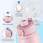 GOPPUS 20 Oz Insulated Stainless Steel Water Bottle BPA-Free Sports Water Bottle, Great for Travel, with Chug Lid - Leak & Sweat Proof with Anti-Dust Lid (Soot powder) - Image 3