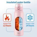 GOPPUS 20 Oz Insulated Stainless Steel Water Bottle BPA-Free Sports Water Bottle, Great for Travel, with Chug Lid - Leak & Sweat Proof with Anti-Dust Lid (Soot powder) - Image 5