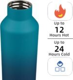Insulated Water Bottle with Straw,25 OZ Double Wall Vacuum Stainless Steel Water Flask with 2 Lids,Indigo Black - Image 3