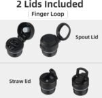 Insulated Water Bottle with Straw,25 OZ Double Wall Vacuum Stainless Steel Water Flask with 2 Lids,Indigo Black - Image 4