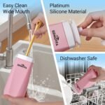 GDMOVFA Collapsible Water Bottles,20oz Reusable Silicone Foldable Water Bottle,Portable Leak-proof Travel Water Bottle for Traveling Camping Hiking Cycling Yoga Sports Outdoor (Pink) - Image 5