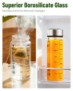 Zukro 16 oz Glass Water Bottles, 4 Pack Reusable Wide Mouth Heat-Resistant Borosilicate Glass Jars with Stainless Steel Lids for Juicing, Smoothie, Protein, Leakproof Juice Bottle, BPA Free - Image 3