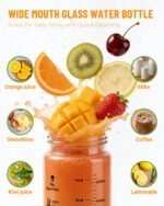 Zukro 16 oz Glass Water Bottles, 4 Pack Reusable Wide Mouth Heat-Resistant Borosilicate Glass Jars with Stainless Steel Lids for Juicing, Smoothie, Protein, Leakproof Juice Bottle, BPA Free - Image 4