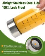 Zukro 16 oz Glass Water Bottles, 4 Pack Reusable Wide Mouth Heat-Resistant Borosilicate Glass Jars with Stainless Steel Lids for Juicing, Smoothie, Protein, Leakproof Juice Bottle, BPA Free - Image 5