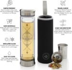 Teabloom All-Beverage Infusion Bottle – 14 oz / 400 ml – Double Wall Insulated Glass Travel Flask – Hot Tea & Cold Brew Coffee Thermos – Removable Sleeve - Image 3
