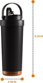 hisptgo 26oz Water Bottle Ceramic Coated Multi-Use Tumbler - 3-in-1 Drinking Modes, Thermal Insulation, Silicone Strap, Portable Travel Mug (black) - Image 3