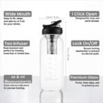 Glass Water Bottles with Stainless Tea Infuser 32oz, BPA-Free, Wide Mouth, Leakproof, Protective Sleeve, Borosilicate Glass for Tea and Fruit Infusions, Durable Travel Companion, Reusable Bottle - Image 4