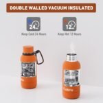 Exllena Small Water Bottle 12oz with Clip, Double Wall Stainless Steel Vacuum Small Insulated Water Bottle Keeps Drinks Cold 24 Hrs/Hot 12 Hrs for Kids Handbag School BPA Free (Bright Orange) - Image 6