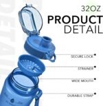 Alwager 32oz Water Bottle with Time Marker, Motivational Drinking Bottle with Strap, BPA-Free Leak-Proof, Encouraging Water Bottle Time to Drink Water for Gym School Office Travel - Image 3