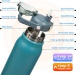 BJPKPK Insulated Water Bottles with Straw, 57 oz Sports Water Bottle with One-handed Opening Lid, BPA Free Leakproof Easy Carry Jugs, Flasks for Gym Sports Outdoors, Light Blue - Image 3