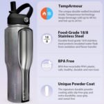 SENDESTAR 40oz Stainless Steel Water Bottle(Cold for 48 Hrs, Hot for 24 Hrs),Double Wall Vacuum Insulated Bottle with Straw Lid, Spout Lid and Flex Cap, Fit in Any Car Cup Holder,Laser Grey - Image 4