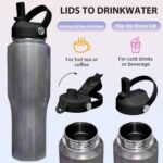 SENDESTAR 40oz Stainless Steel Water Bottle(Cold for 48 Hrs, Hot for 24 Hrs),Double Wall Vacuum Insulated Bottle with Straw Lid, Spout Lid and Flex Cap, Fit in Any Car Cup Holder,Laser Grey - Image 5