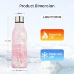 Konokyo Insulated Water Bottle with Strap,18 oz Double Wall Stainless Steel Vacuum Bottles Metal Water Flask,Blossom - Image 3
