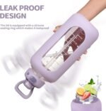 SIEROZUR 64 oz Glass Water Bottle with Straw and Handle Half Gallon Large Water Bottle with Silicone Sleeve and Time Marker Sports Water Jug Wide Mouth for Travel Gym - Image 5