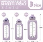 SIEROZUR 64 oz Glass Water Bottle with Straw and Handle Half Gallon Large Water Bottle with Silicone Sleeve and Time Marker Sports Water Jug Wide Mouth for Travel Gym - Image 6