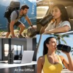 64 Oz Water Bottle with Sleeve - Half Gallon Big Insulated Water Jug with Strap Stainless Steel Gym Water Bottles for Men Sports Workout Hiking & Travel (Black) - Image 4