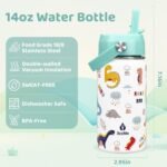 XccMe Dinosaur Kids Water Bottle With Straw Lid,14 oz Stainless Steel Travel Bottle,Double Wall Leak Proof Kids Cup,Insulated Tumbler for Toddlers,Metal Cup for School Boys Girls - Image 4