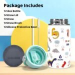 XccMe Dinosaur Kids Water Bottle With Straw Lid,14 oz Stainless Steel Travel Bottle,Double Wall Leak Proof Kids Cup,Insulated Tumbler for Toddlers,Metal Cup for School Boys Girls - Image 6