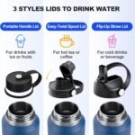 40oz Water Bottles Insulated with Straw,Leak Proof Water Bottles Fit in Car Cup Holder，Mens Water Bottle Stainless Steel for Gym,Hiking,Travel,Bpa free,Navy Blue - Image 4