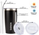 BJPKPK 20 oz Tumbler with Lid and Straw Insulated Travel Coffee Mug Reusable Stainless Steel Thermal Cups,Black - Image 3