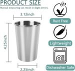 YOLCAR 4 Pack Stainless Steel Cups, 12oz Stainless Steel Drinking Glasses, Metal Cups for Bar, Home, Restaurant - Image 3