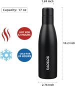 BJPKPK 17oz Insulated Water Bottles Stainless Steel Sports Water Bottles Keep Cold and Hot for Travel Dishwasher Safe,Midnight Black - Image 3