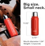 BOBBER 34 oz Stainless Steel Thermo Bottle for Hot Tea, Coffee, and Cold Drinks – BPA-Free, Dishwasher Safe Vacuum Insulated Water Bottle for Hot Drinks – Keeps Hot for 48 Hours (Red) - Image 6