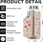 XccMe 32 oz Insulated Water Bottle with Lid,Flower Stainless Steel Water Bottl with Flip Straw and Handle,Gifts for Women Girls Teens Birthday Christmas,Leak Proof Cute Metal Water Bottle - Image 4