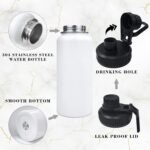 XccMe 32oz Stainless Steel Sublimation Sports Water Bottle,Insulated Thermos Mugs with Shrink Wrap Films and Wide Mouth Lid,Double Wall Vacuum Tumbler Keeps Liquids Hot or Cold (White 8 PACK) - Image 4