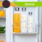 WENLIM Clear Water Bottle 16 oz BPA Free Glass Drinking Bottle for Juice with Stainless Steel Lid and Neoprene Sleeve (16 ounce, Scattered Flowers) - Image 4